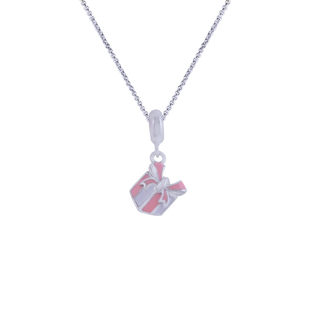 925 Sterling Silver Sweet Pink Present Pendant For Kids