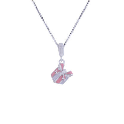 925 Sterling Silver Sweet Pink Present Pendant For Kids