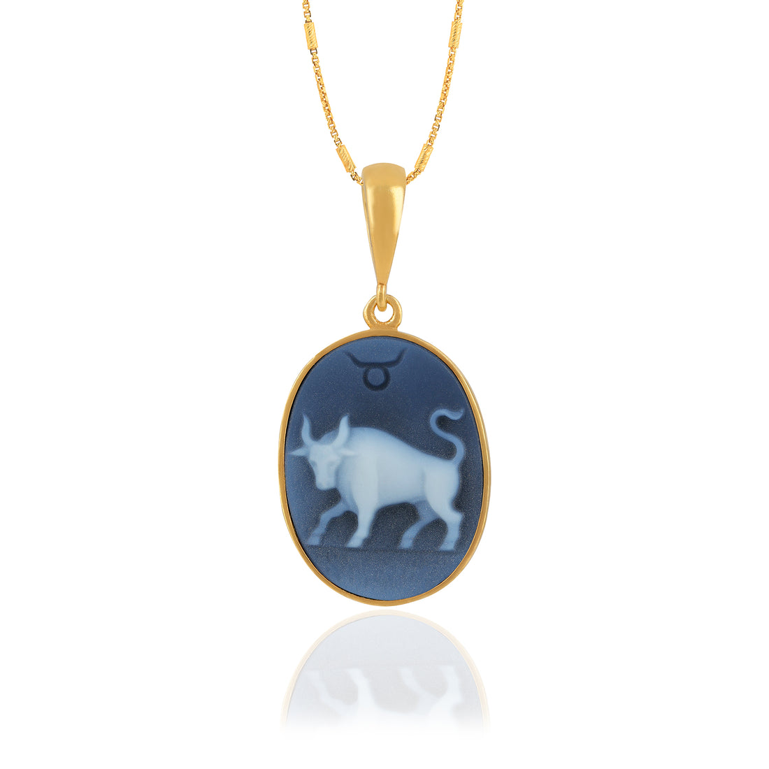 925 Sterling Silver Taurus Zodiac Agate Gold Plated Pendant for Men and Women