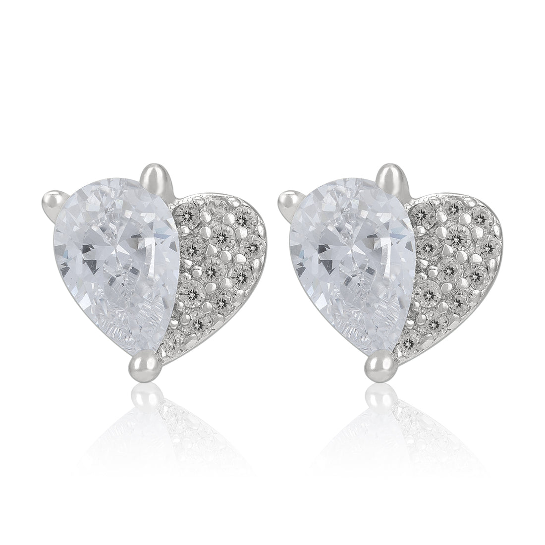 925 Sterling Silver Teardrop and Heart Dual Stone Earring for Women