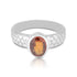 925 Sterling Silver Textured Fiery Orange Hessonite Gem Classic Bubble Band Ring for Men
