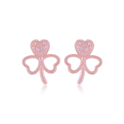 925 Sterling Silver Three Petals Clover Earrings For Women