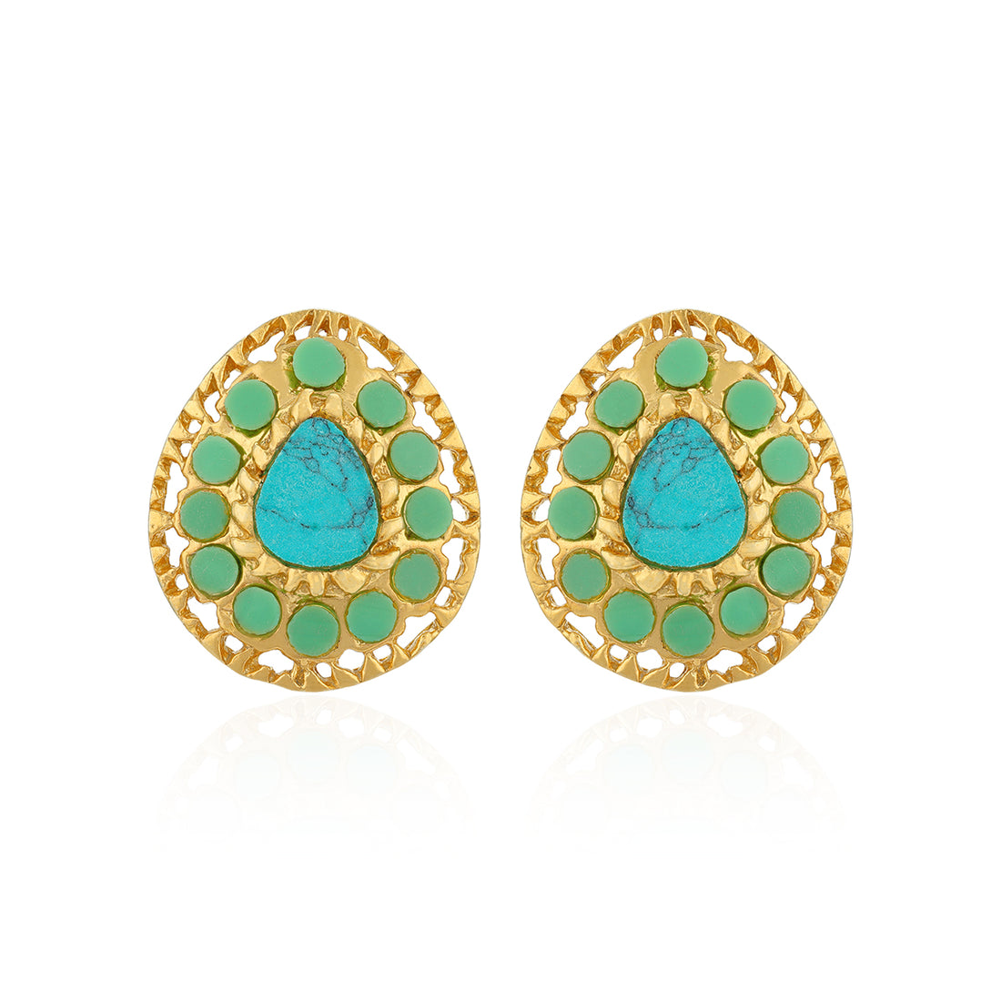 925 Sterling Silver Timeless Pear Turquoise Cluster Earrings for Women