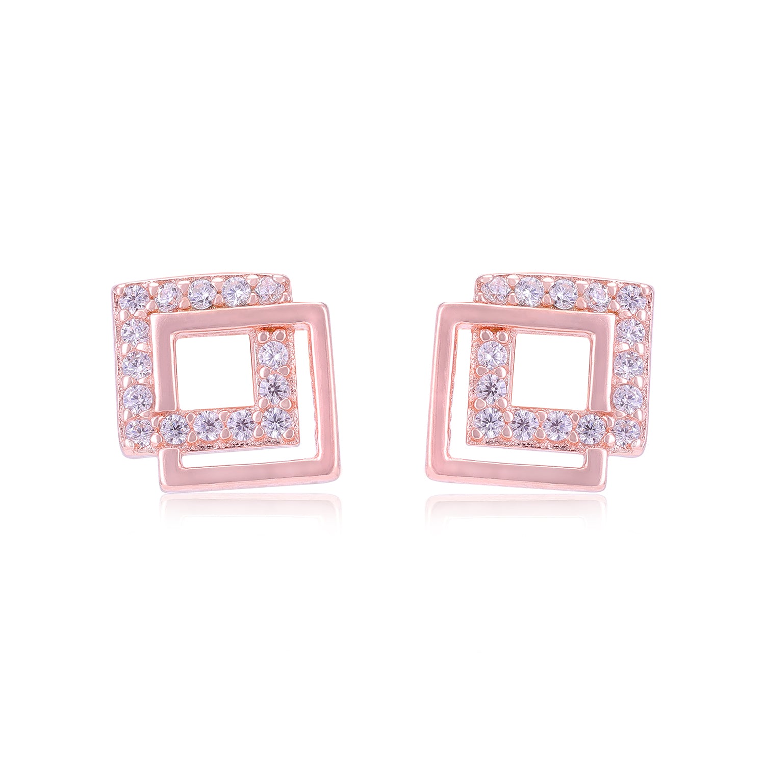925 Sterling Silver Timeless Square Duo Earrings For Women