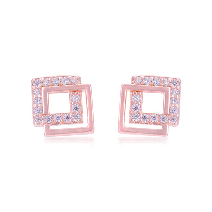 925 Sterling Silver Timeless Square Duo Earrings For Women