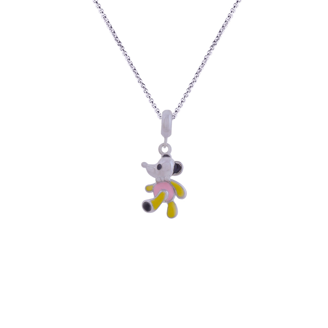 925 Sterling Silver Tiny Mouse Rhodium Plated Pendant For Kids