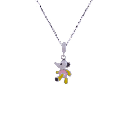 925 Sterling Silver Tiny Mouse Rhodium Plated Pendant For Kids