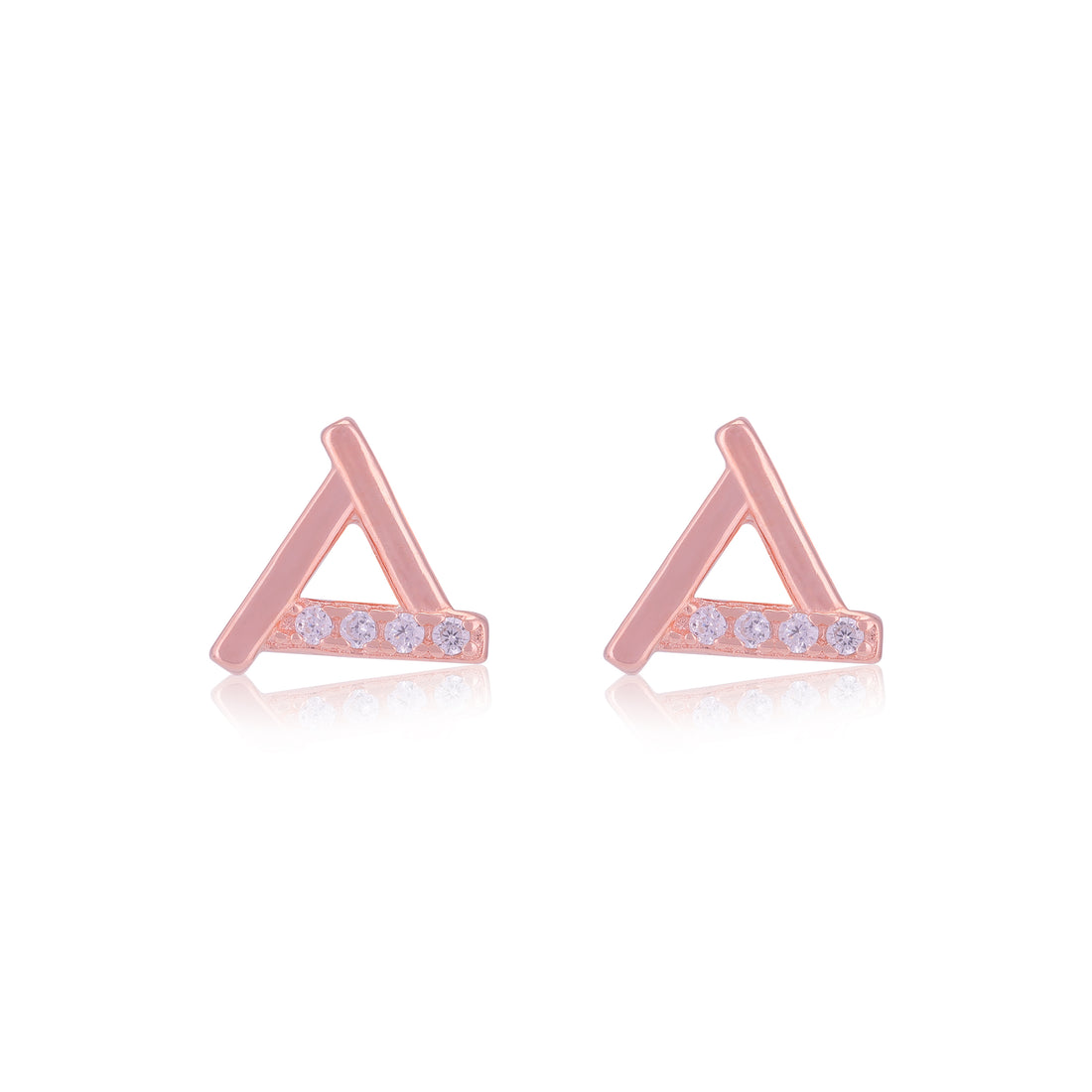 925 Sterling Silver Triangular shape One Side Stoned Earrings For Women