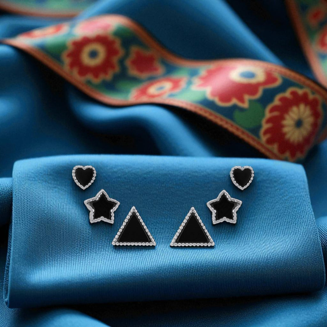 925 Sterling Silver Trio Aura Forge Earrings Set For Women