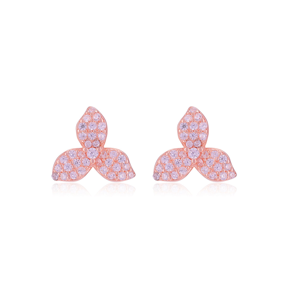 925 Sterling Silver Triple Petal Flower Earrings For Women