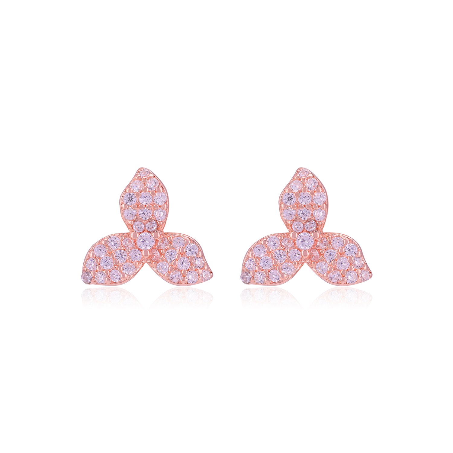 925 Sterling Silver Triple Petal Flower Earrings For Women