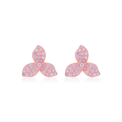 925 Sterling Silver Triple Petal Flower Earrings For Women