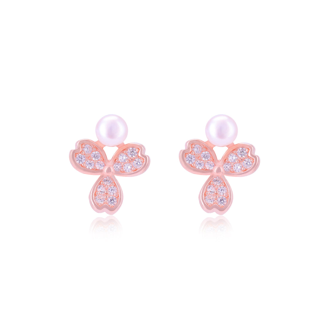 925 Sterling Silver Triple Petal Hearts Earrings For Women