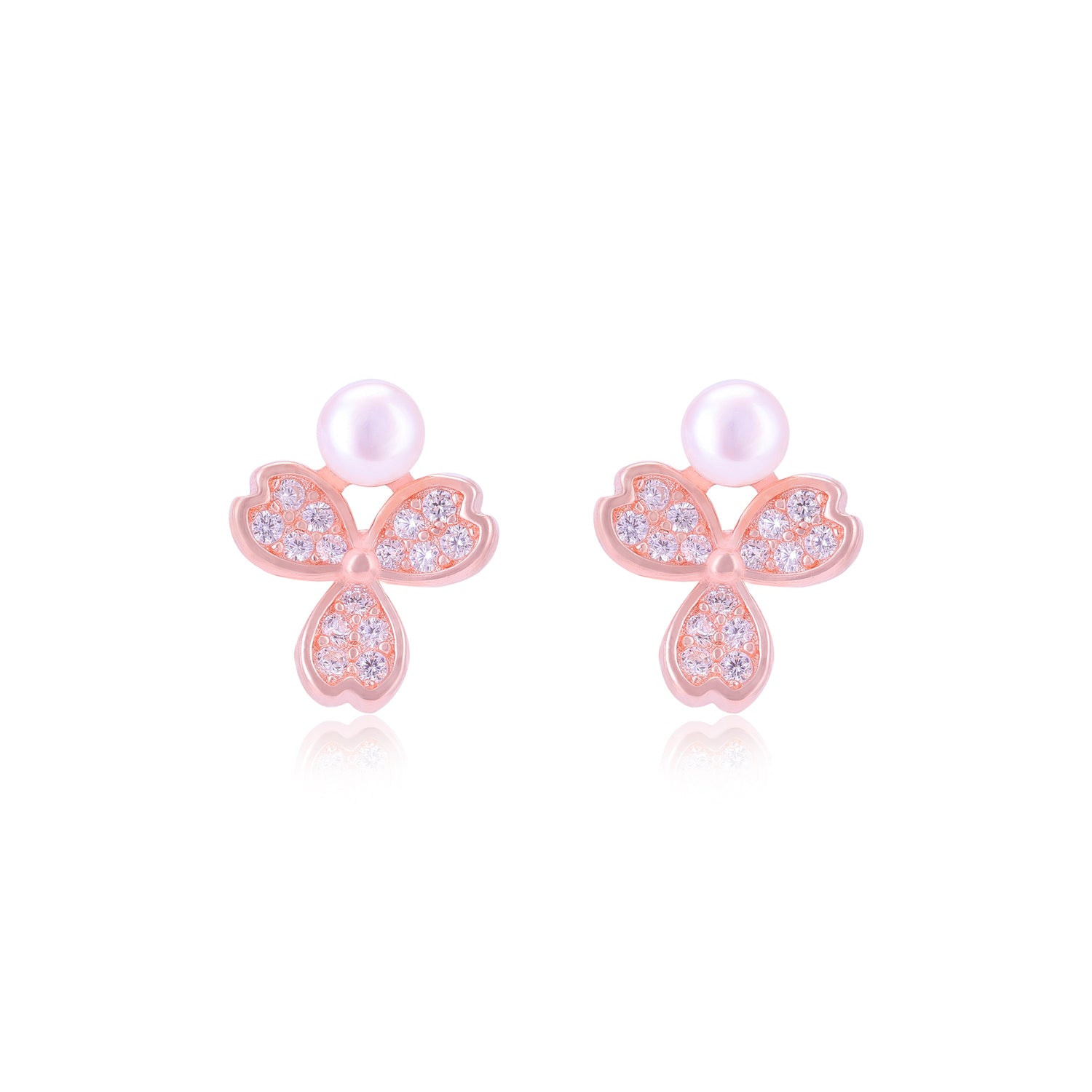 925 Sterling Silver Triple Petal Hearts Earrings For Women