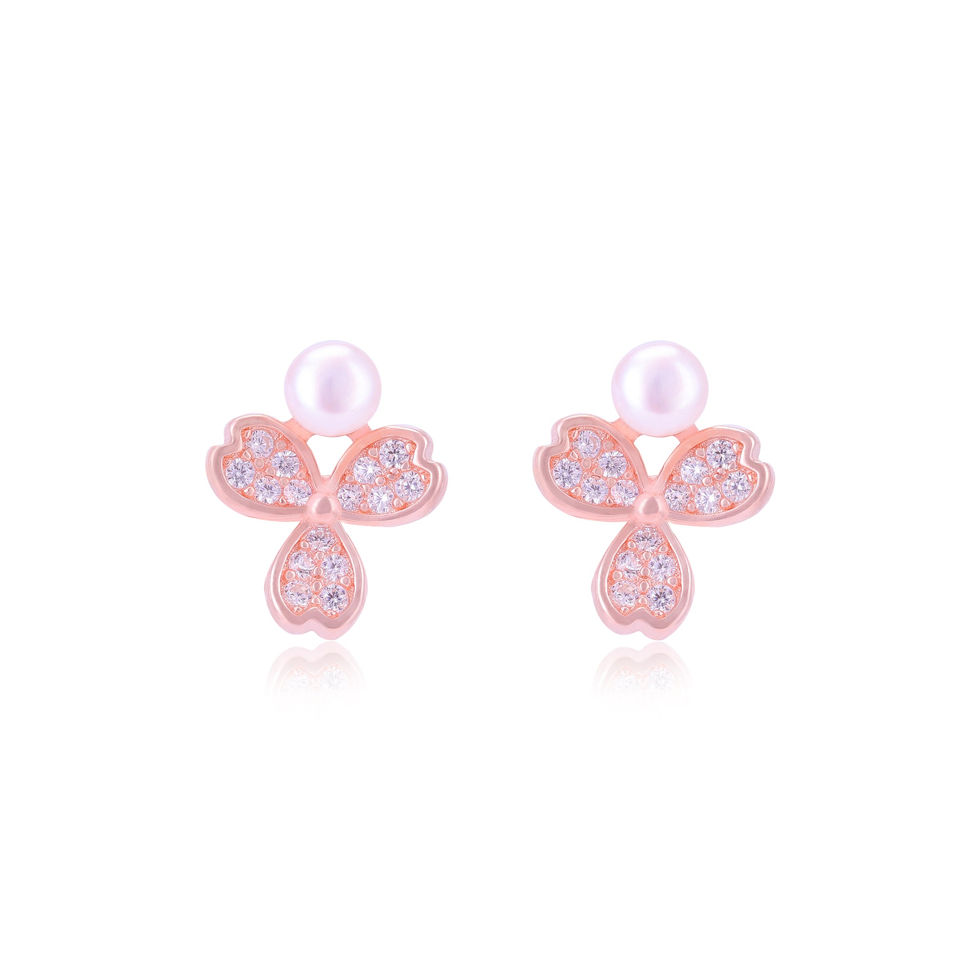 925 Sterling Silver Triple Petal Hearts Earrings For Women