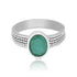 925 Sterling Silver Triple Textured Oval-Cut Emerald Green Stone Ring for Men