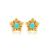925 Sterling Silver Turquoise Centered Bold Floral Gold Plated Earrings For Women
