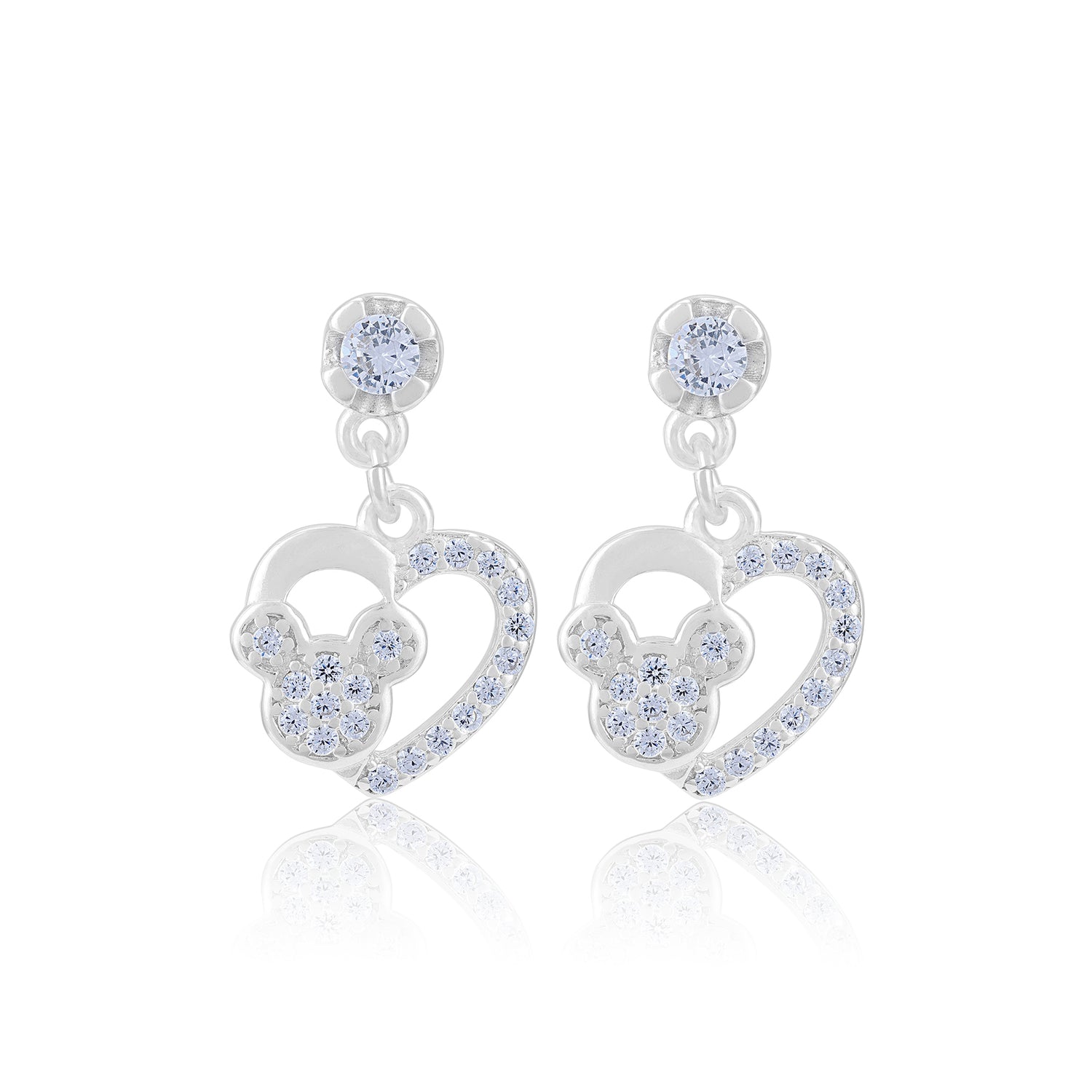 925 Sterling Silver Twinkle Teddy Rhodium Plated Earrings For Women