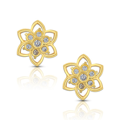 925 Sterling Silver Twinkling Lotus Flower Earring for Women