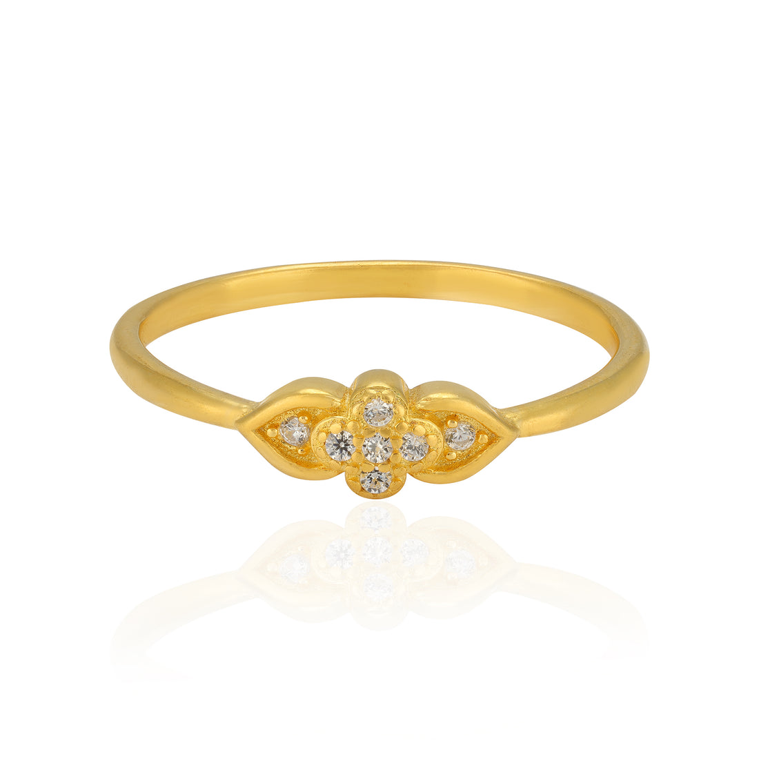 925 Sterling Silver Twinleaf Gold Plated Ring for Women