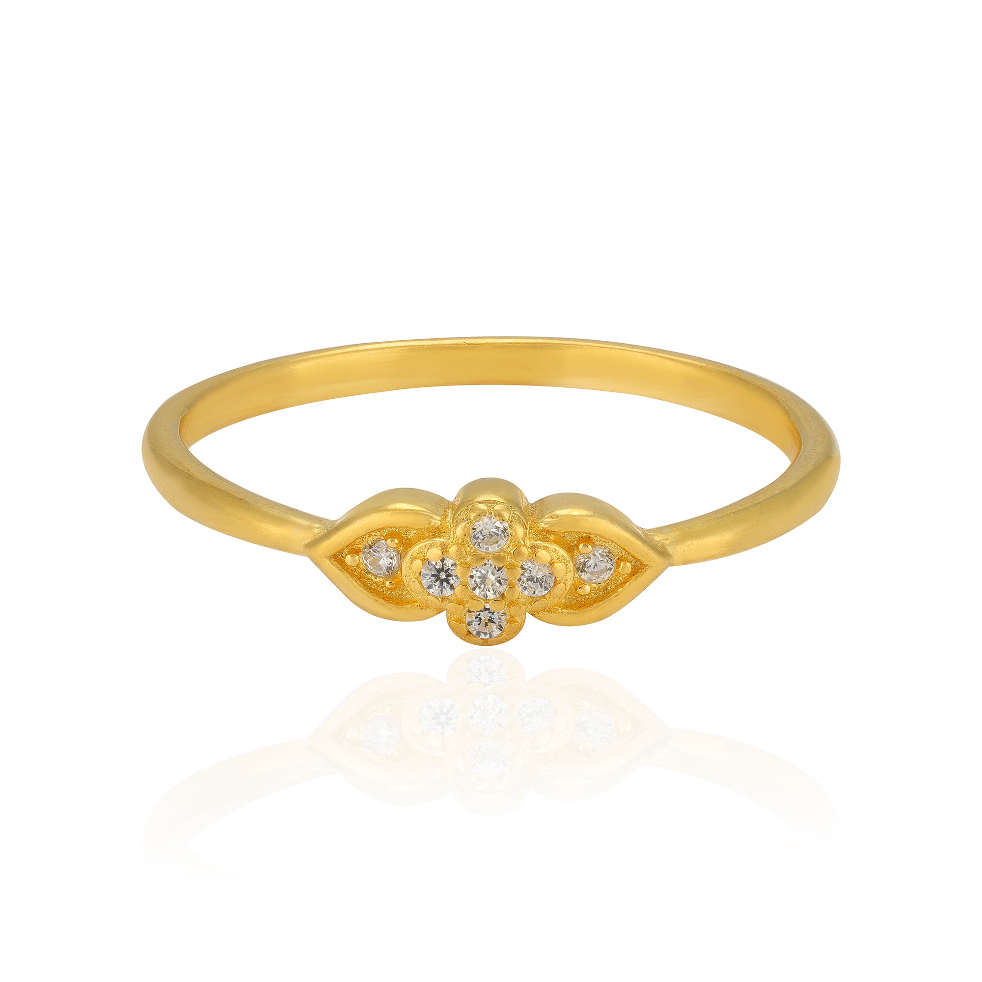 925 Sterling Silver Twinleaf Gold Plated Ring for Women