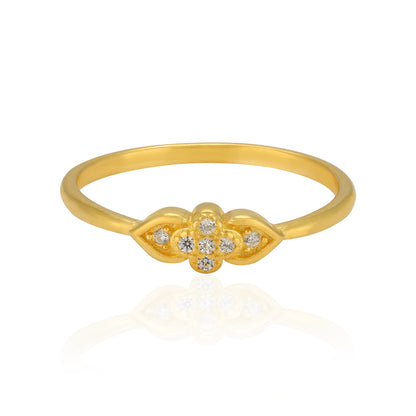 925 Sterling Silver Twinleaf Gold Plated Ring for Women