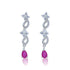 925 Sterling Silver Twisted Floral Ruby Pink Teardrop Stone Earrings for Women