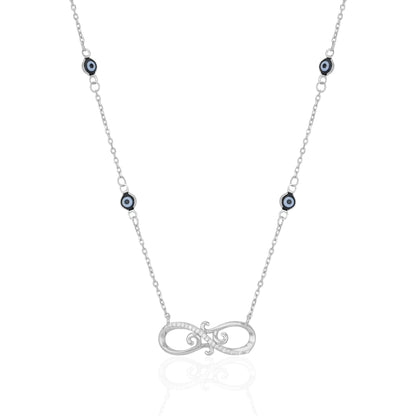925 Sterling Silver Twisted Infinity Symbol Enamel Evil Eye Chain Pendant for Women