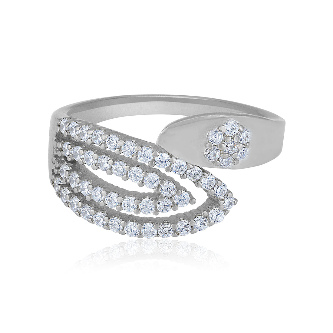 925 Sterling Silver Twisting Harmony Dual Leaf Curve Statement Ring for Women