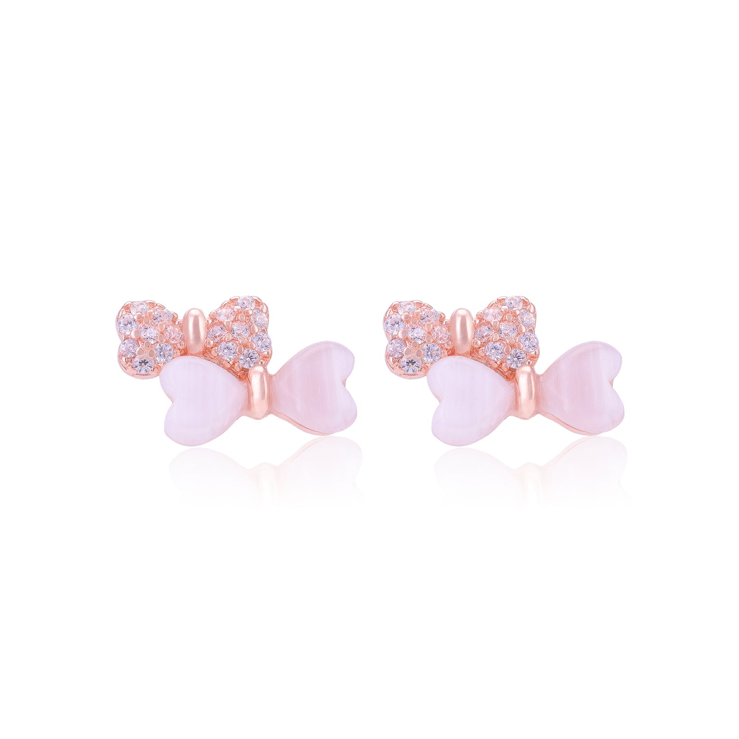 925 Sterling Silver Two Contrast Bow Earrings For Women