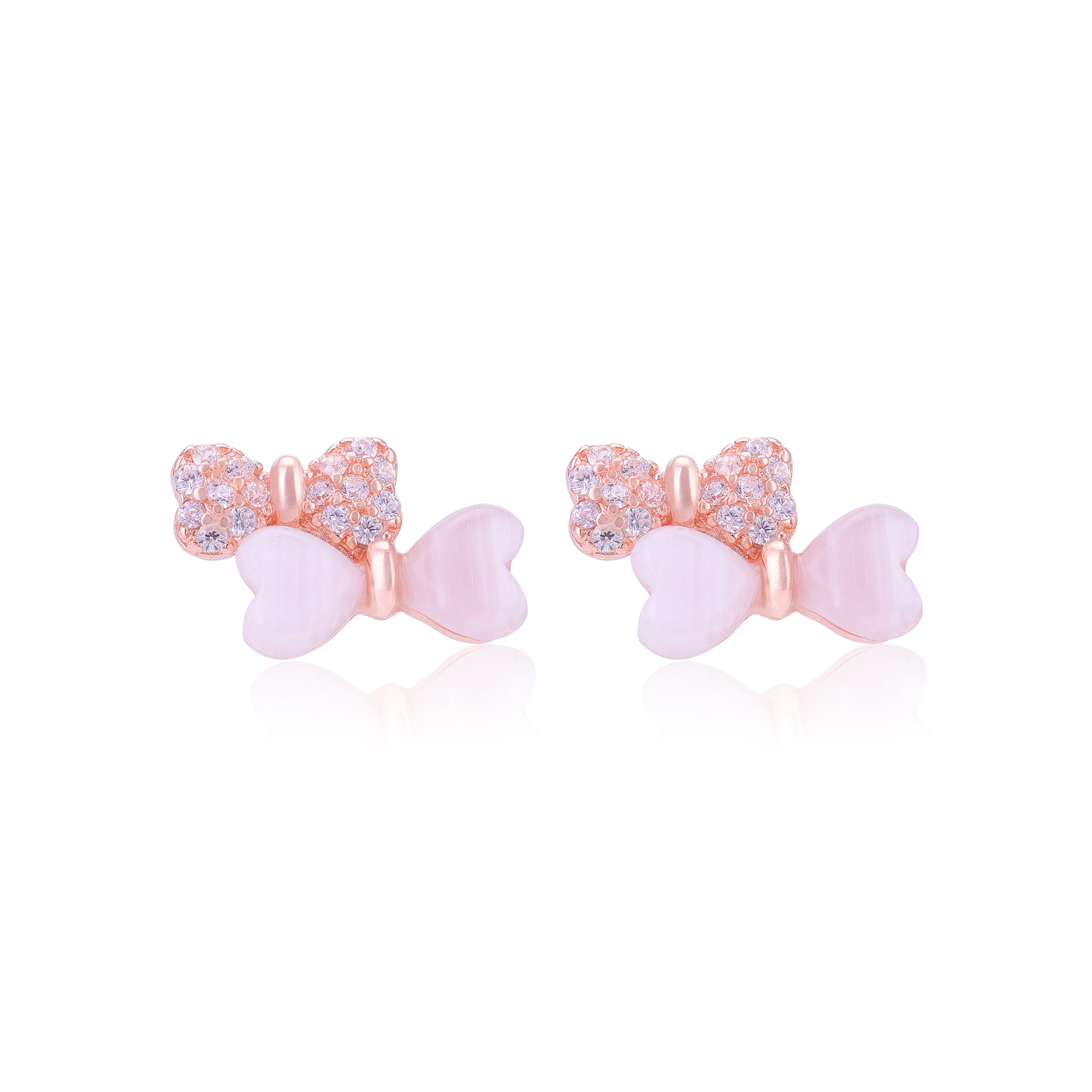 925 Sterling Silver Two Contrast Bow Earrings For Women