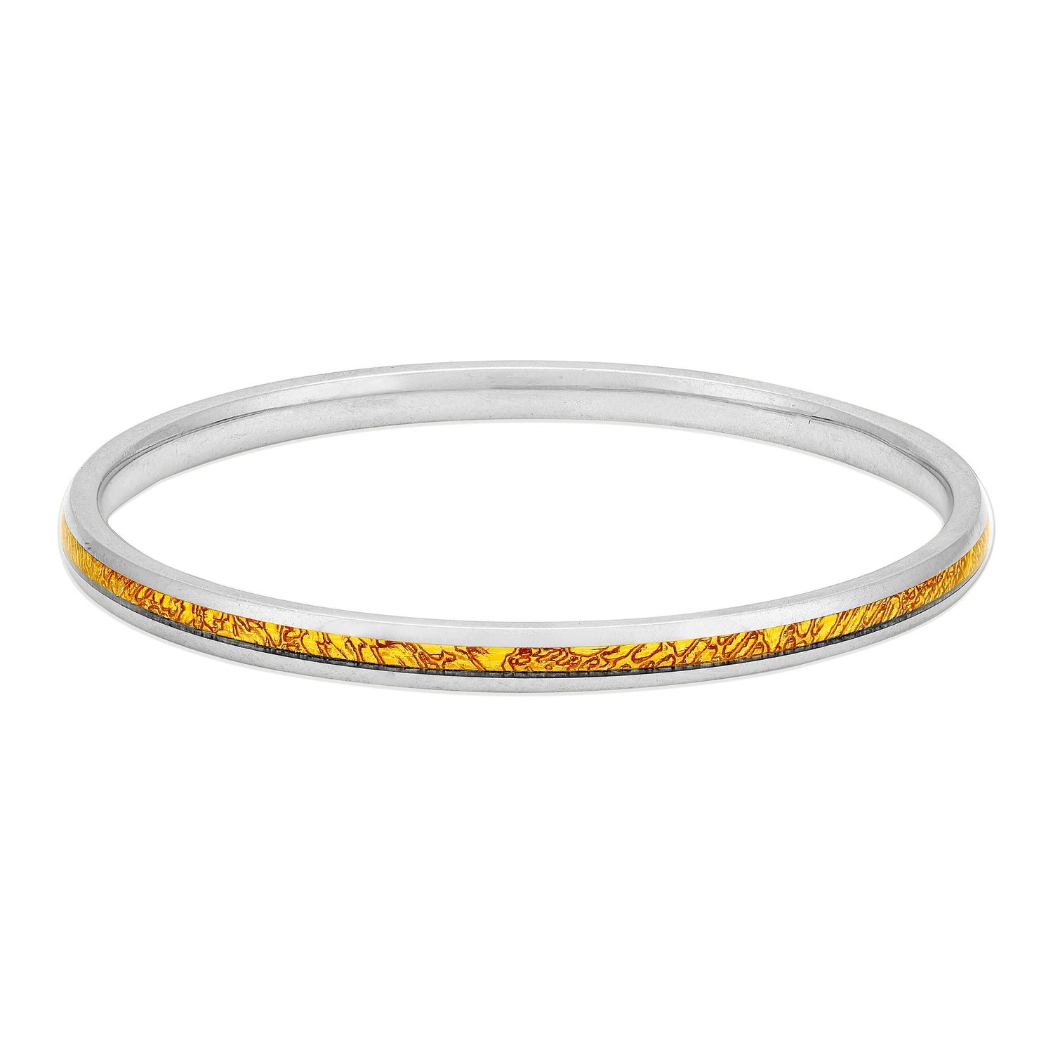 925 Sterling Silver Two Tone Golden Layered Centered Bangles For Kids
