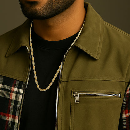 925 Sterling Silver Urban Pivot Rectangle Link Chain for Men
