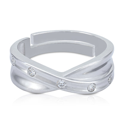 925 Sterling Silver V-Curve Dual Band Ring for Men
