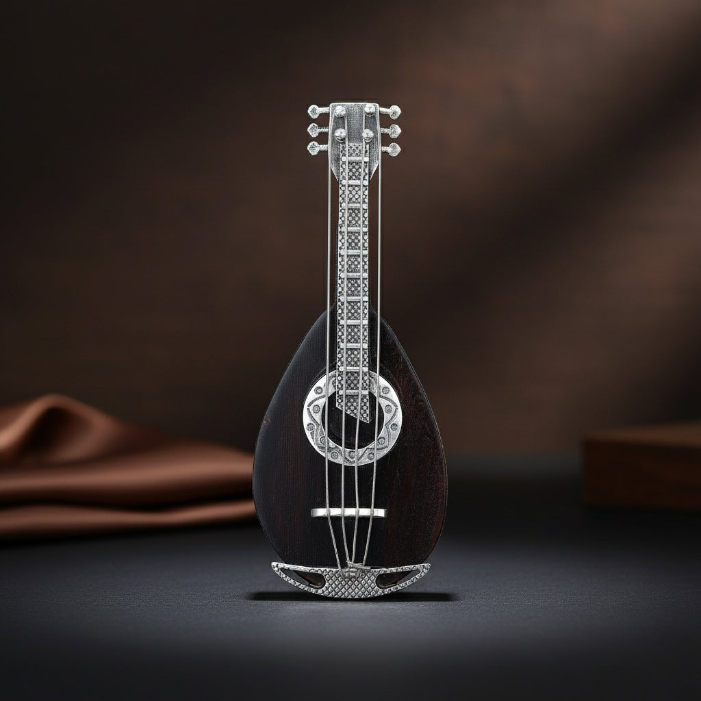 925 Sterling Silver Veena Miniature for Gift