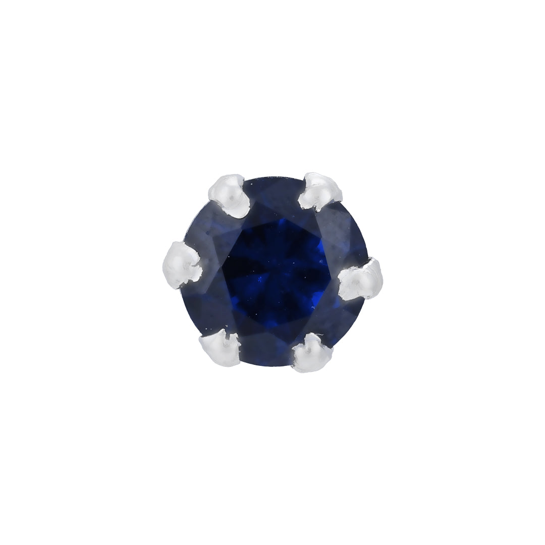 925 Sterling Silver Velvet Sapphire Rhodium Plated Nosepin For Women