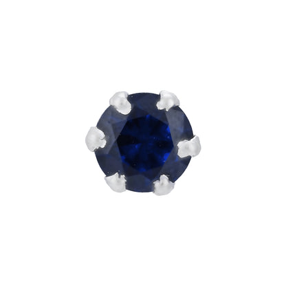 925 Sterling Silver Velvet Sapphire Rhodium Plated Nosepin For Women