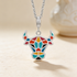 925 Sterling Silver Vibrant Mosaic Bovine Pendant