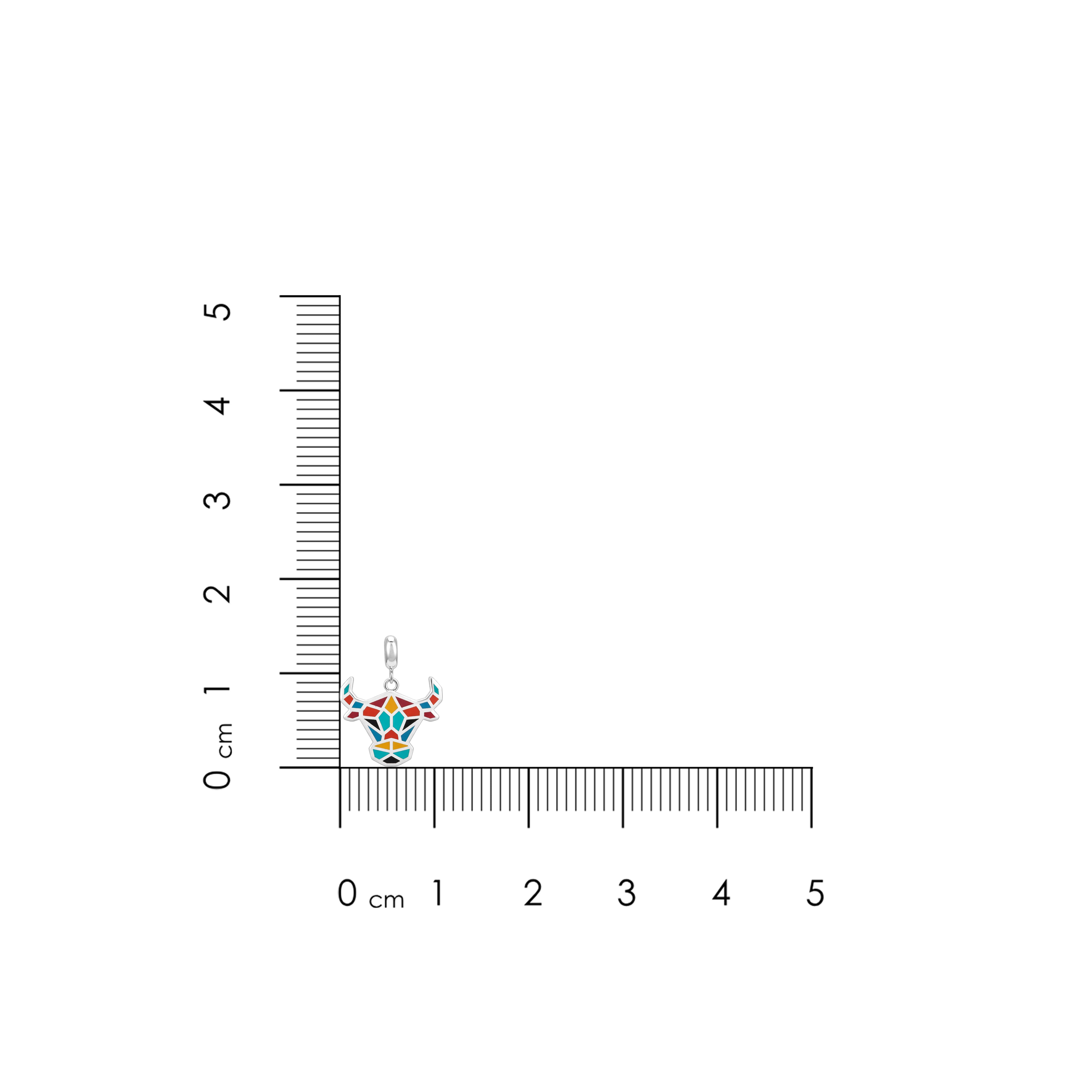 925 Sterling Silver Vibrant Mosaic Bovine Pendant