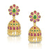 925 Sterling Silver Vibrant Ruby Green Blossom Jhumka for Women