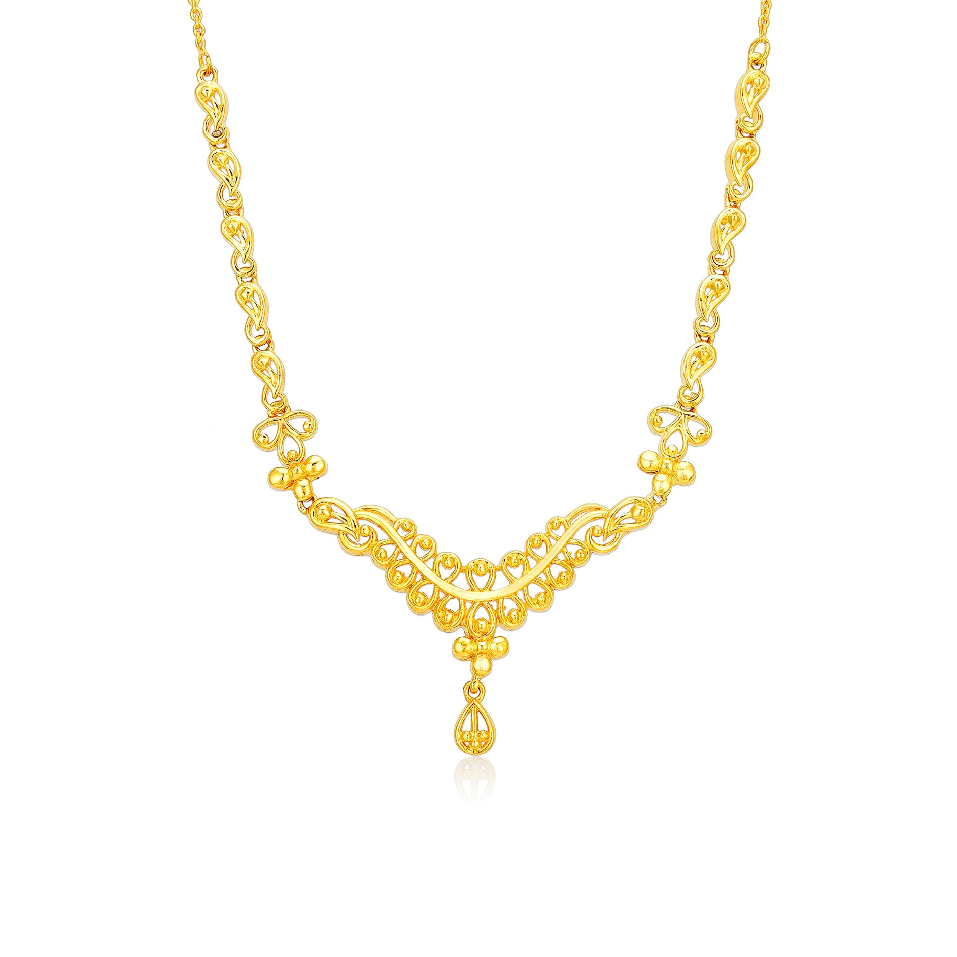 925 Sterling Silver Victorian Filigree Gold Plated Necklace for Women