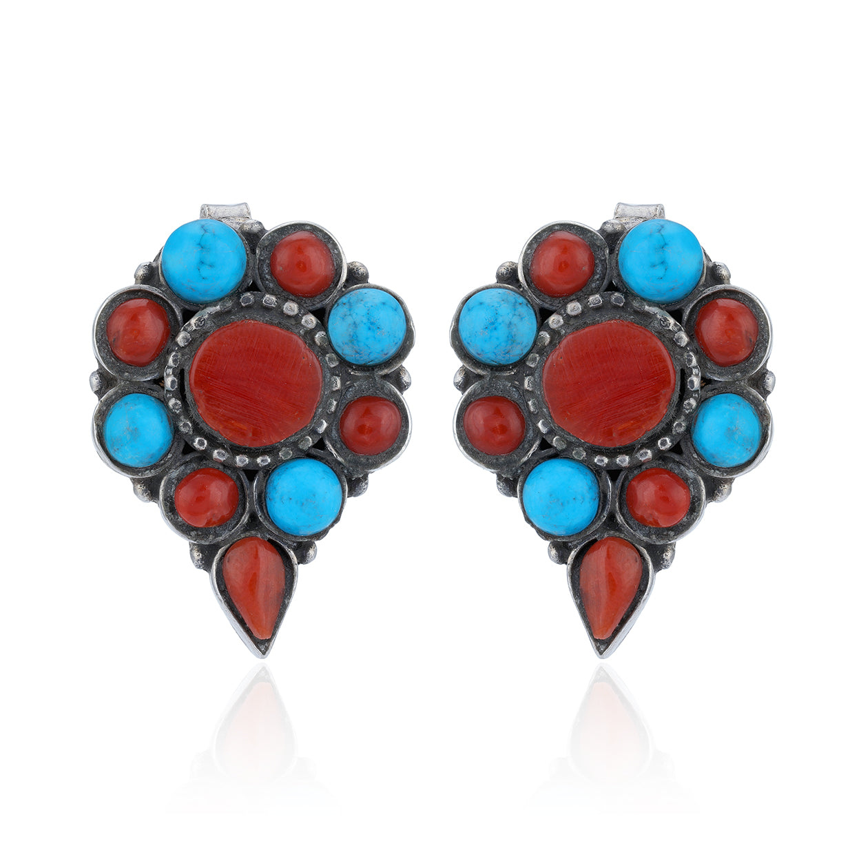 925 Sterling Silver Vintage Red Blue Radiance Earrings for Women