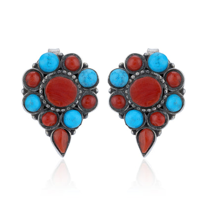 925 Sterling Silver Vintage Red Blue Radiance Earrings for Women