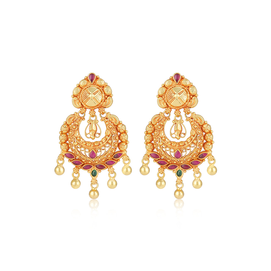 925 Sterling Silver Vintage Chandbali Gold Plated Earrings for Women
