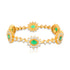 925 Sterling Silver Vintage Cluster Link Emerald Center Bangles  For Women