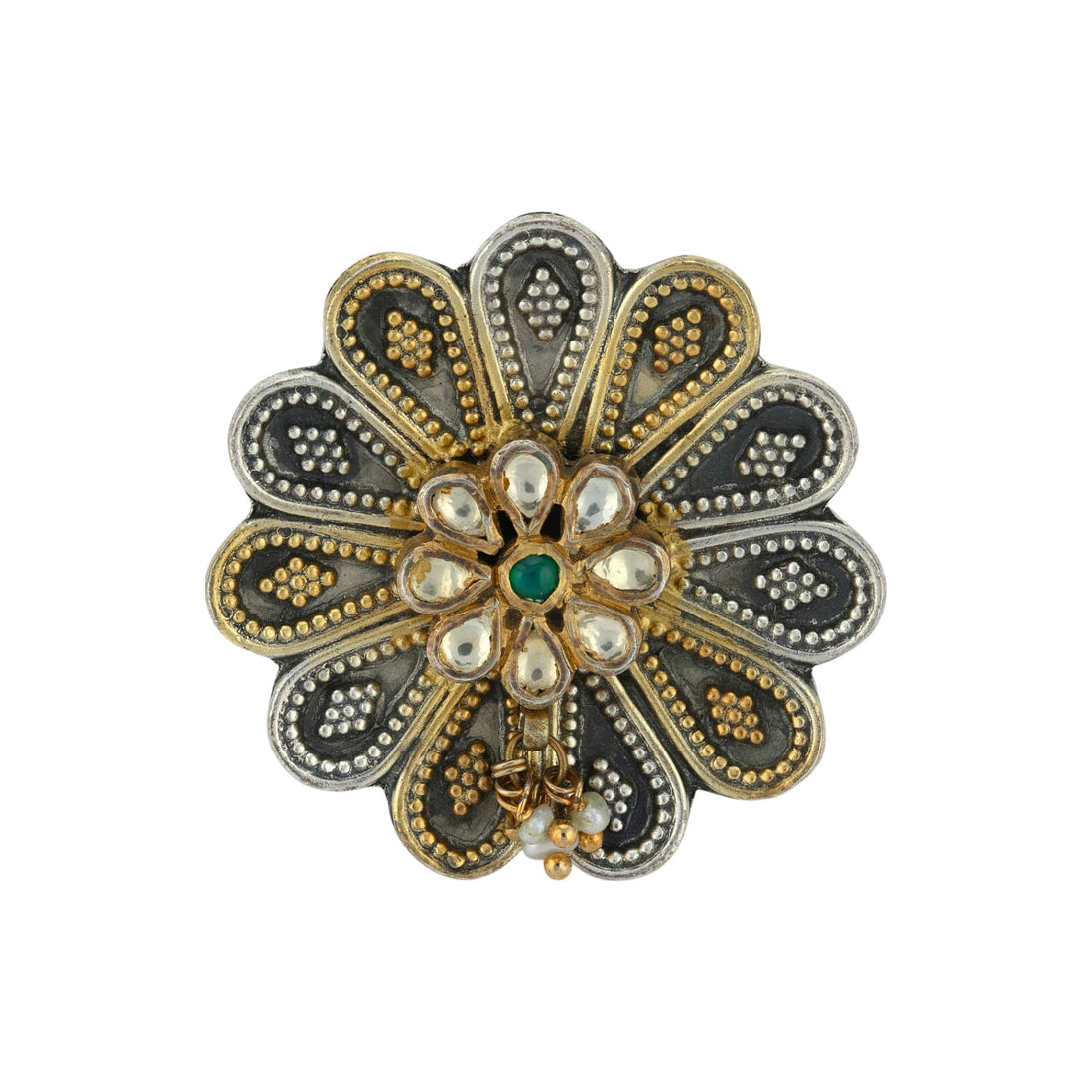 925 Sterling Silver Vintage Dual-Tone Floral Rings for Women