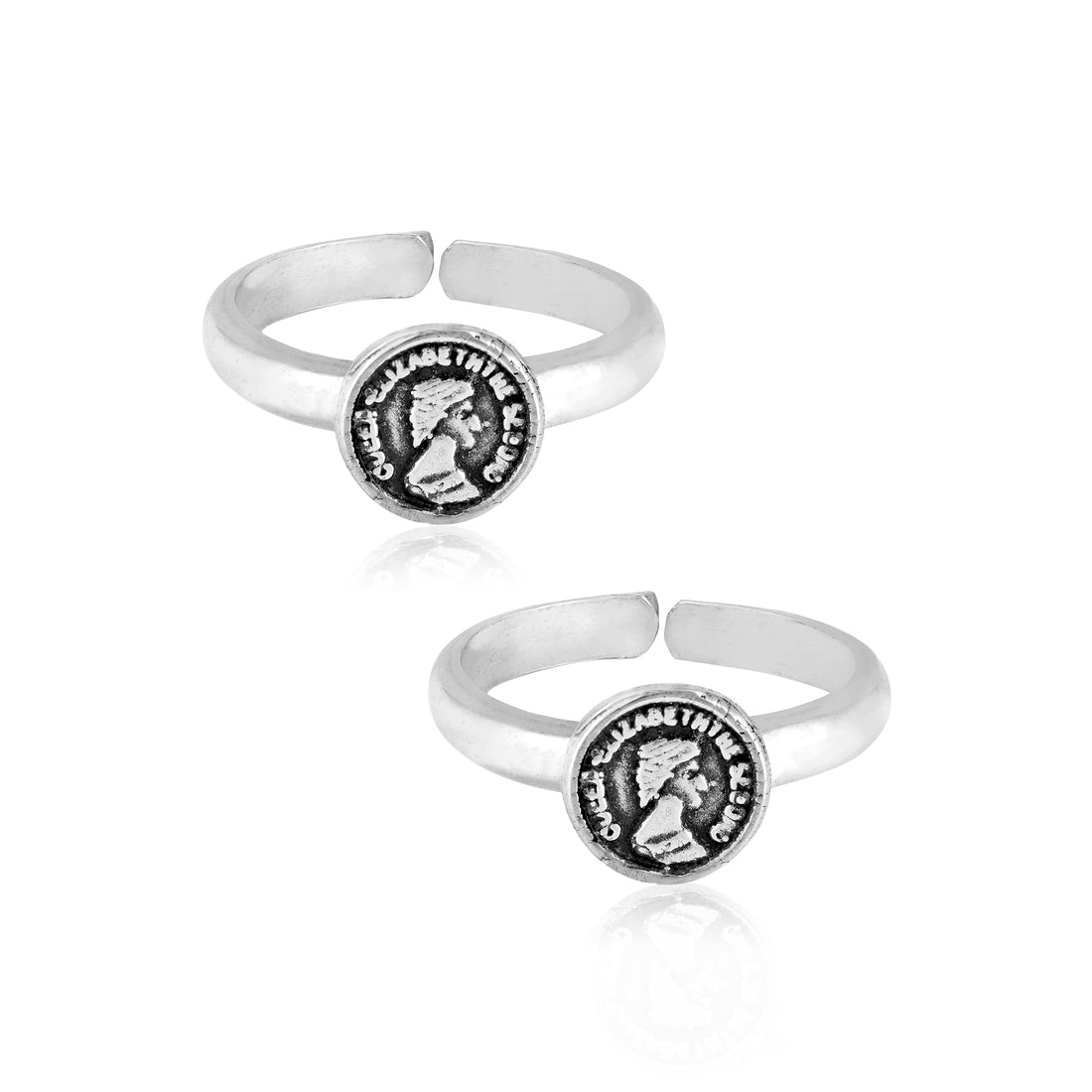 925 Sterling Silver Vintage Elizabeth Portrait Toe Ring For Women
