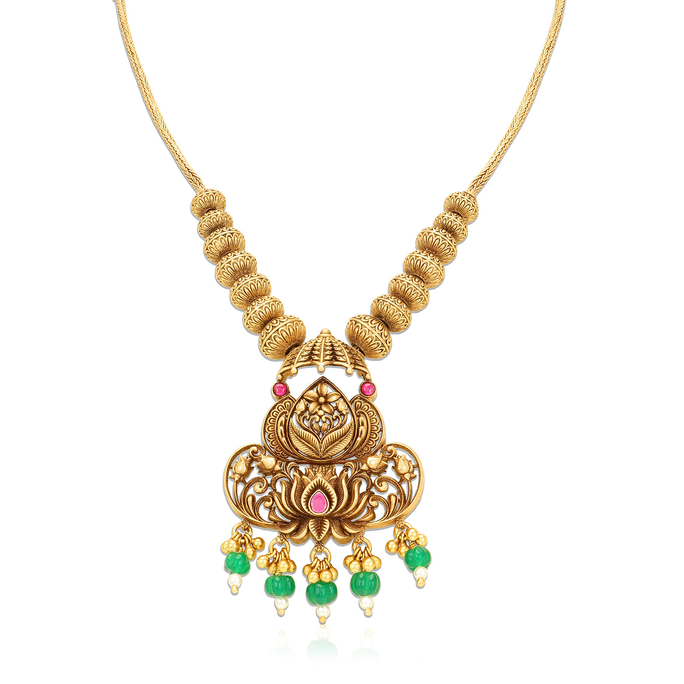 925 Sterling Silver Vintage Lotus Gold plated Balls Necklace For Women