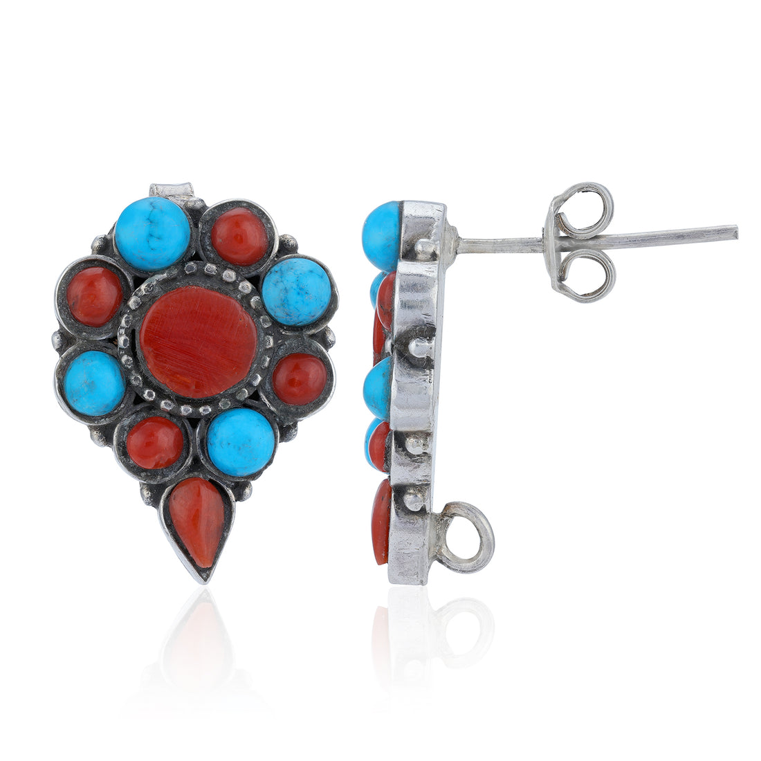 925 Sterling Silver Vintage Red Blue Radiance Earrings for Women