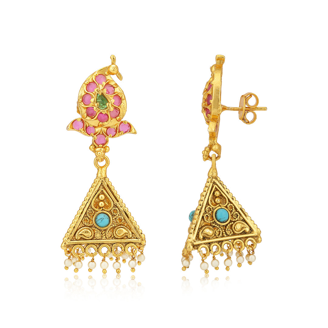 925 Sterling Silver Vintage Turquoise Ruby Stud